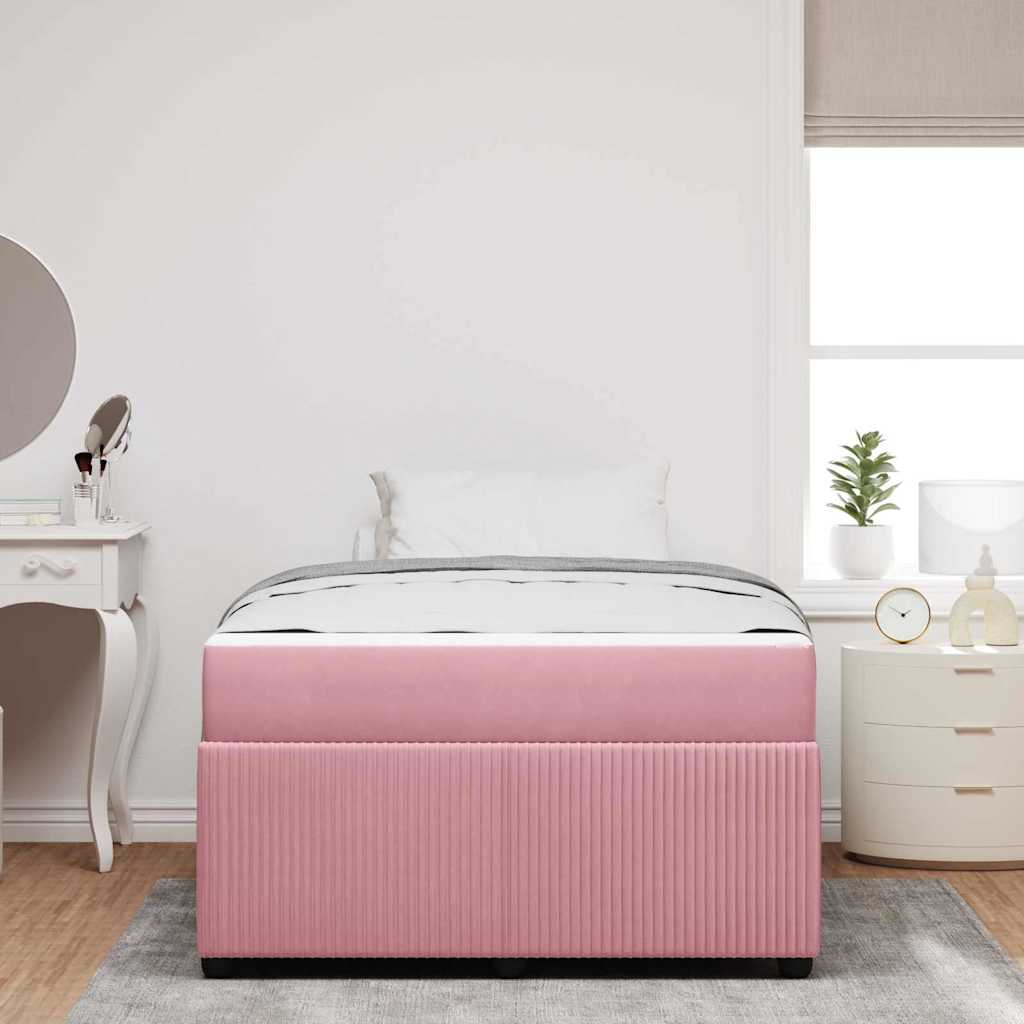 Bettgestell mit Matratze mit Matratze Rosa 120 x 200 cm Samt