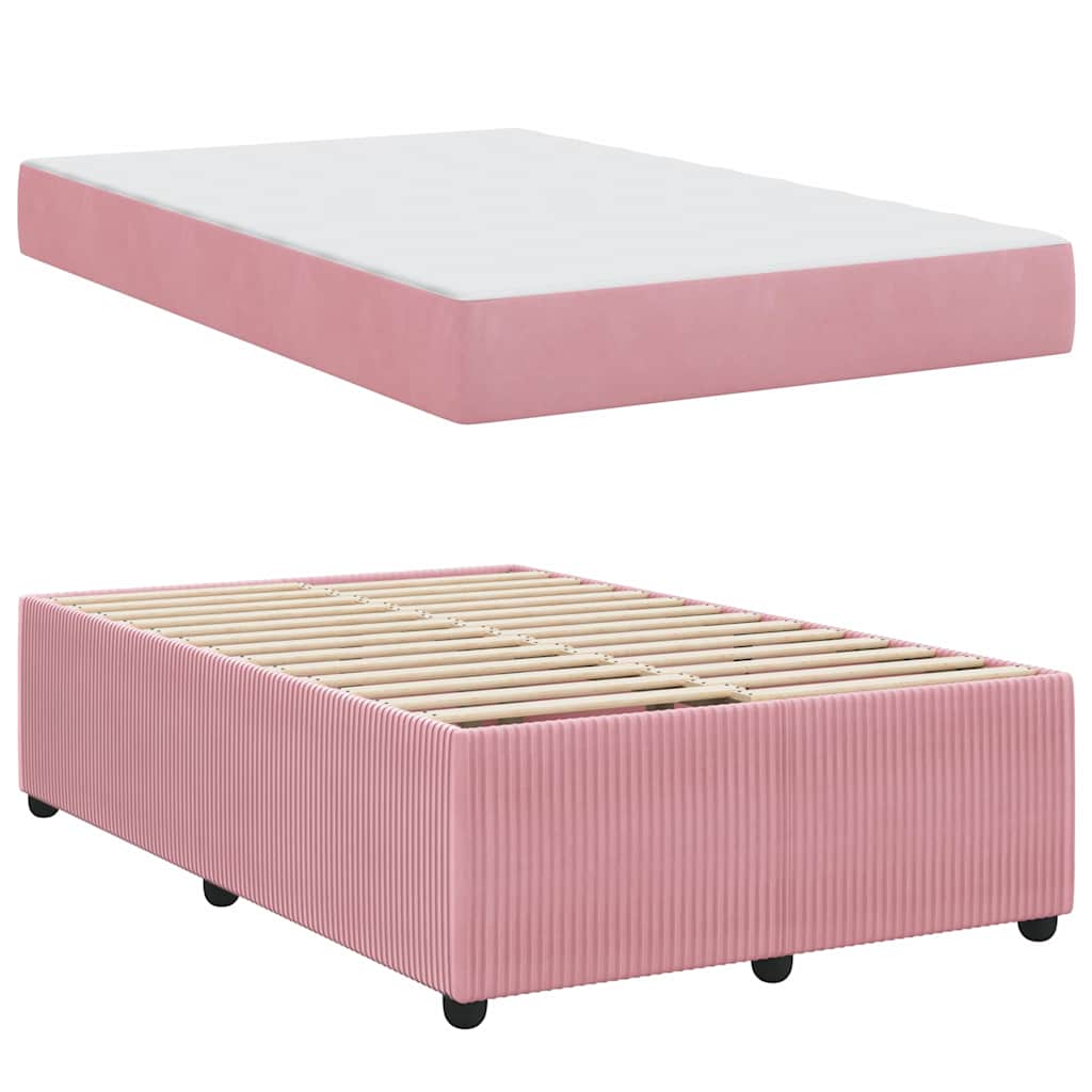 Bettgestell mit Matratze mit Matratze Rosa 120 x 200 cm Samt