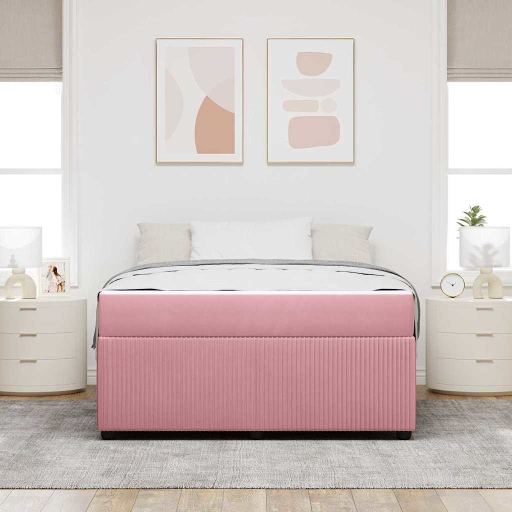 Bettgestell mit Matratze mit Matratze Rosa 160 x 200 cm Samt