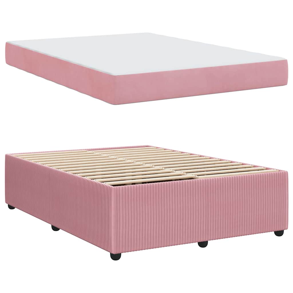Bettgestell mit Matratze mit Matratze Rosa 160 x 200 cm Samt