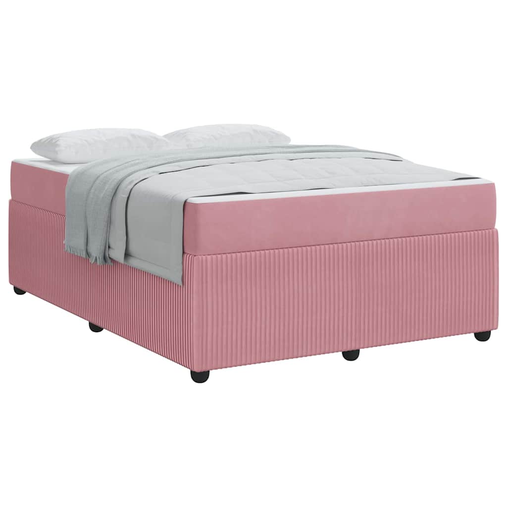 Bettgestell mit Matratze mit Matratze Rosa 160 x 200 cm Samt