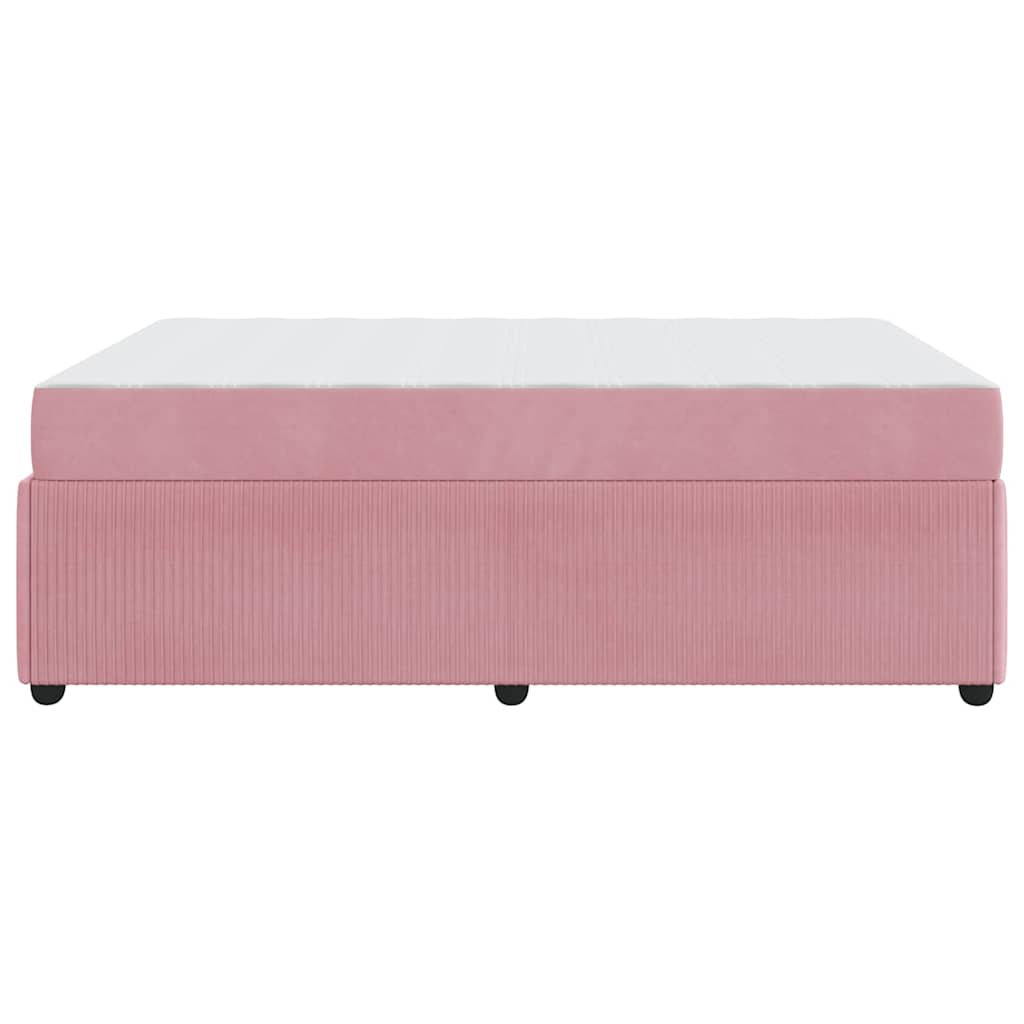 Bettgestell mit Matratze mit Matratze Rosa 160 x 200 cm Samt