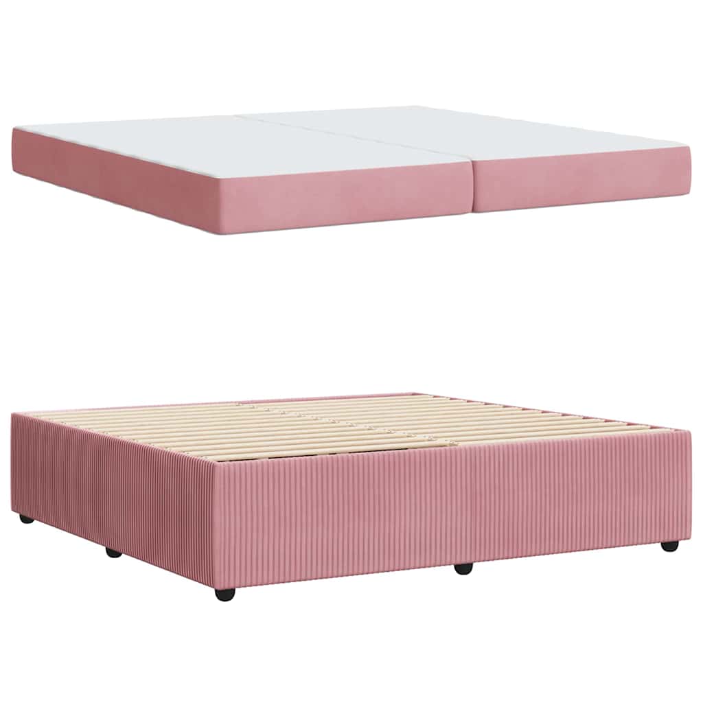 Bettgestell mit Matratze mit Matratze Rosa 200 x 200 cm Samt