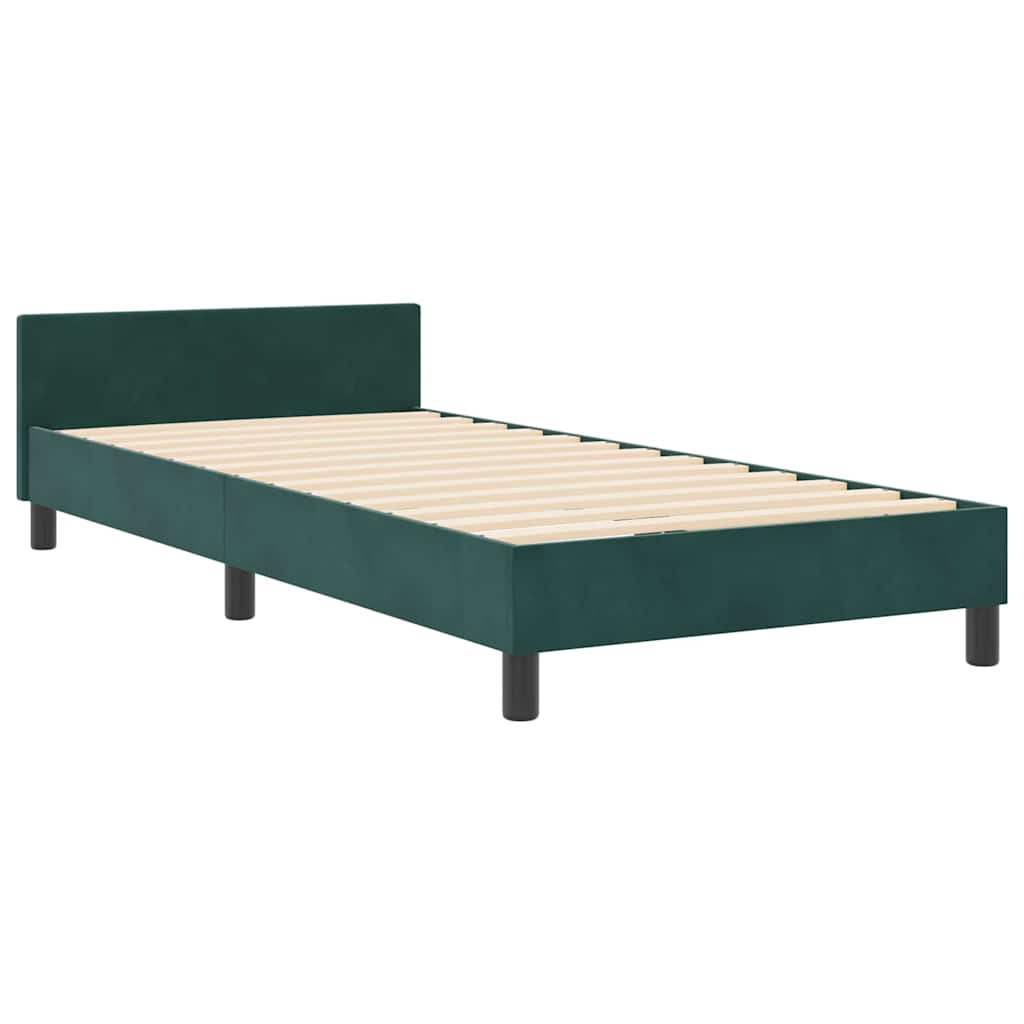 Bettgestell mit Kopfteil Dunkelgrün 90 x 200 cm Samt