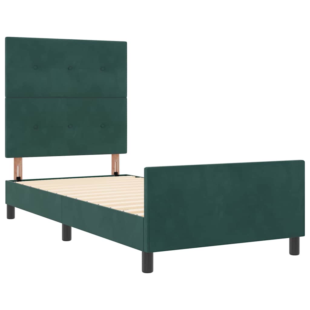 Bettgestell mit Kopfteil Dunkelgrün 90 x 200 cm Samt