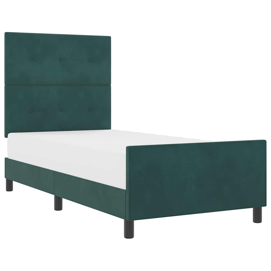 Bettgestell mit Kopfteil Dunkelgrün 90 x 200 cm Samt