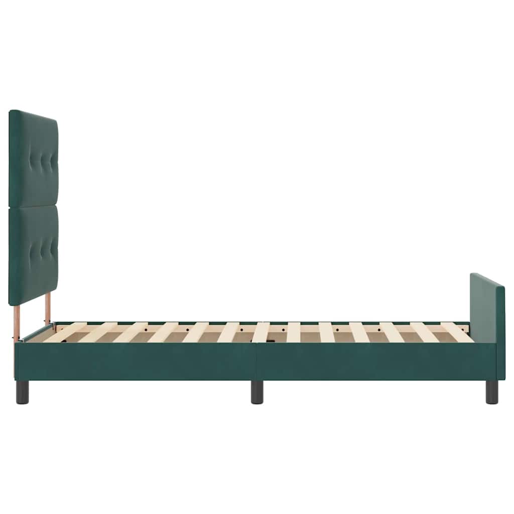 Bettgestell mit Kopfteil Dunkelgrün 90 x 200 cm Samt