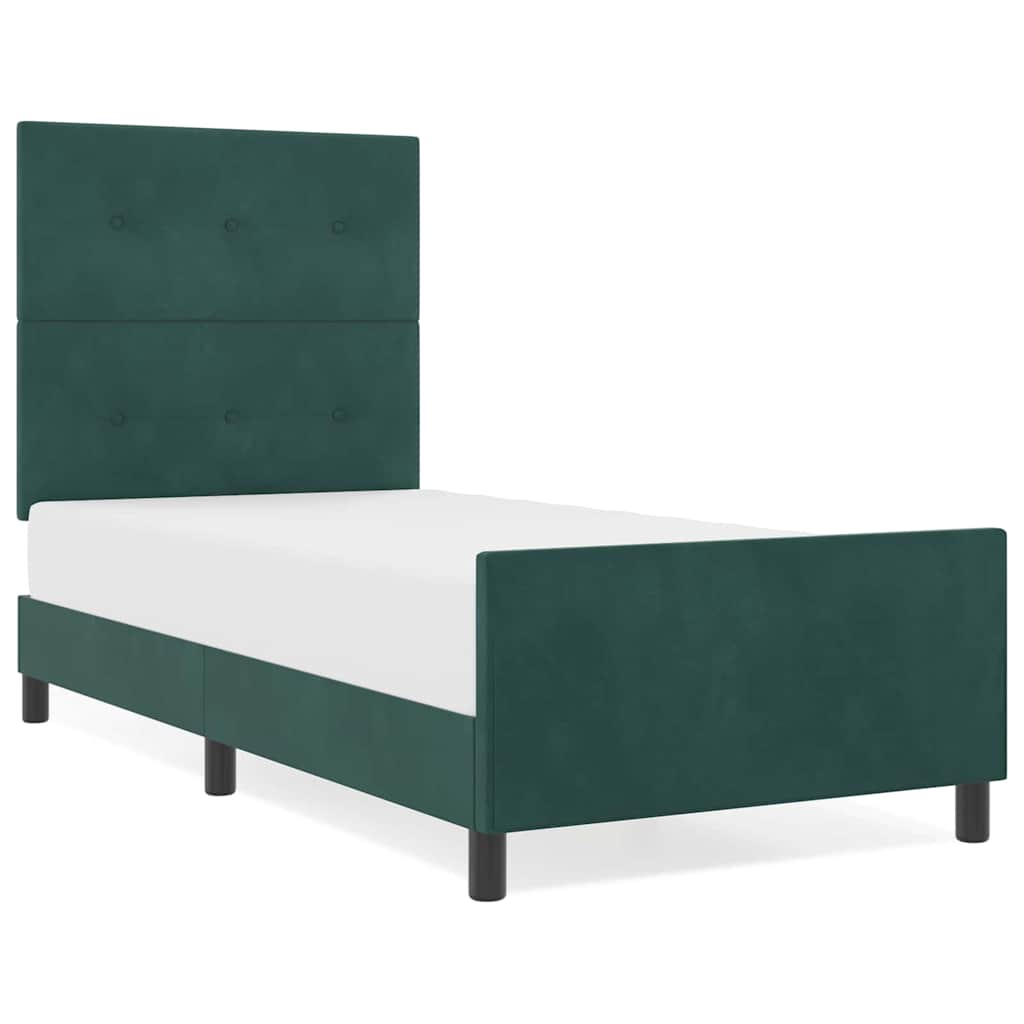 Bettgestell mit Kopfteil Dunkelgrün 90 x 200 cm Samt