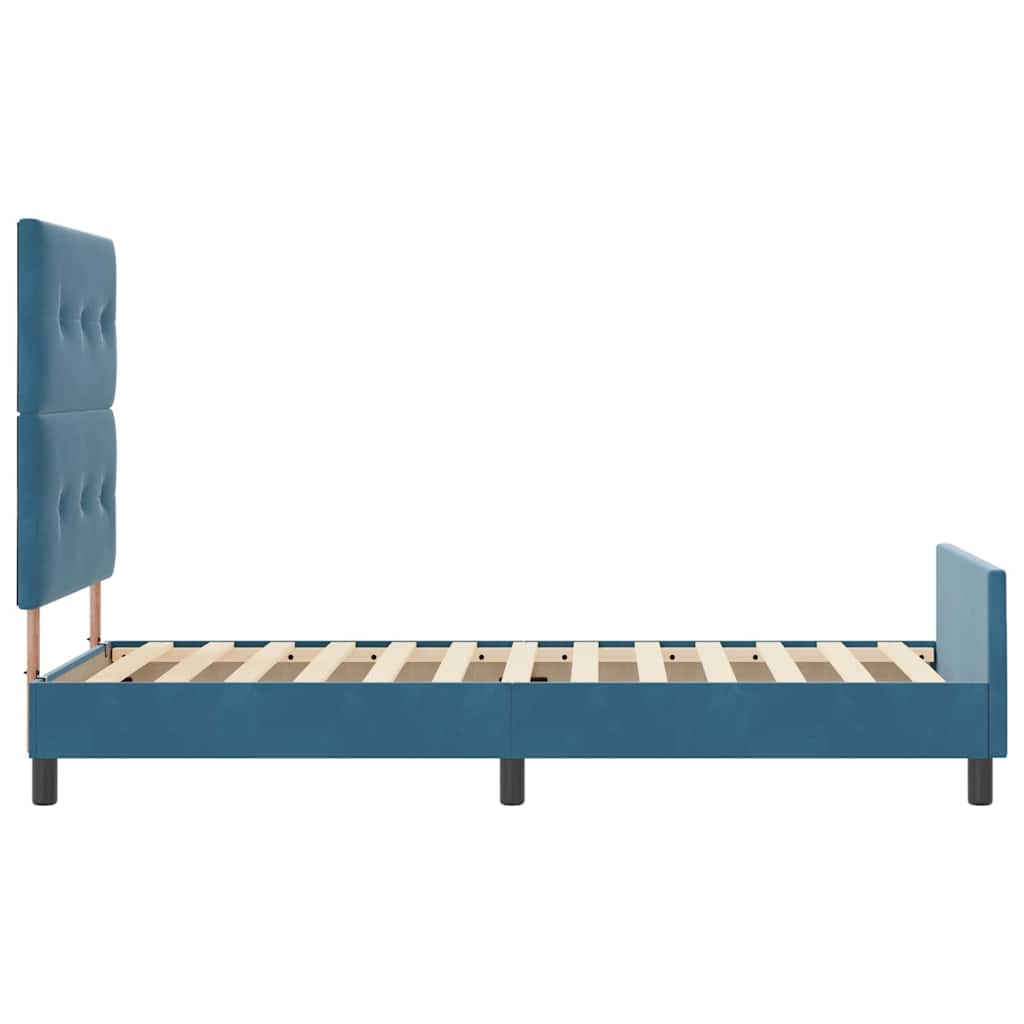 Bettgestell mit Kopfteil Dunkelblau 90 x 200 cm Samt