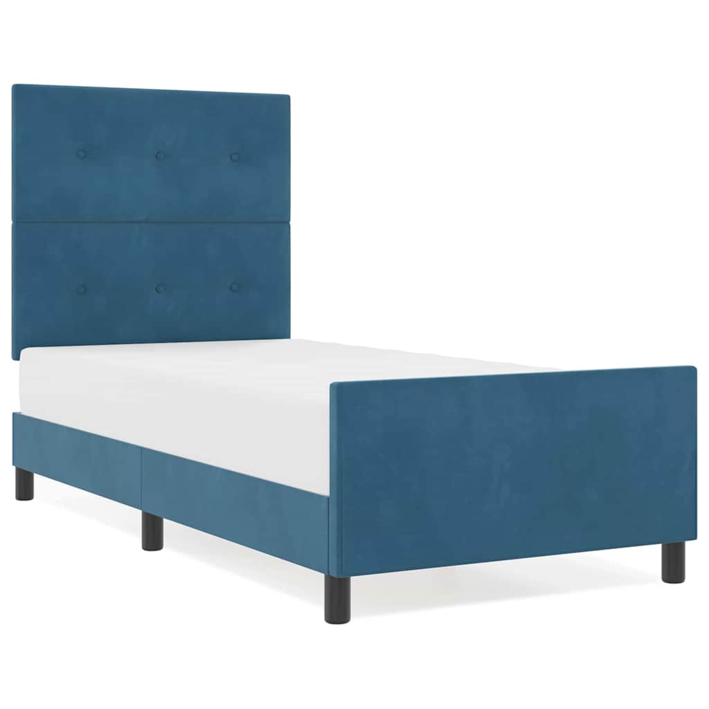 Bettgestell mit Kopfteil Dunkelblau 90 x 200 cm Samt