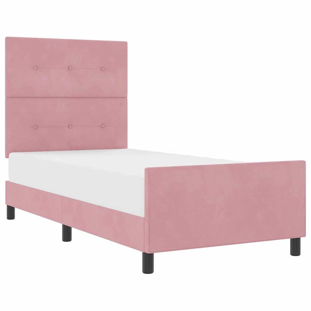 Bettgestell mit Kopfteil Rosa 90 x 200 cm Samt
