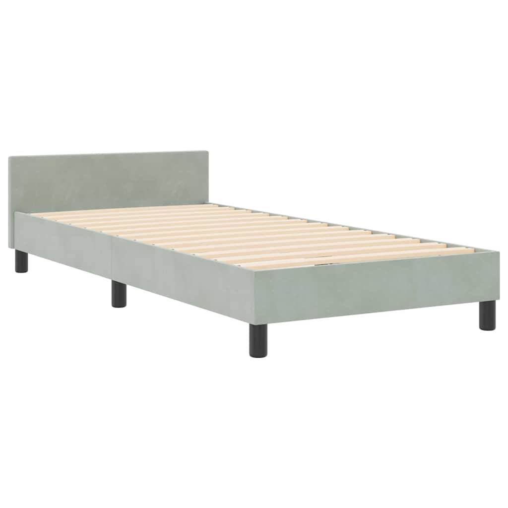 Bettgestell mit Kopfteil Hellgrau 100 x 200 cm Samt
