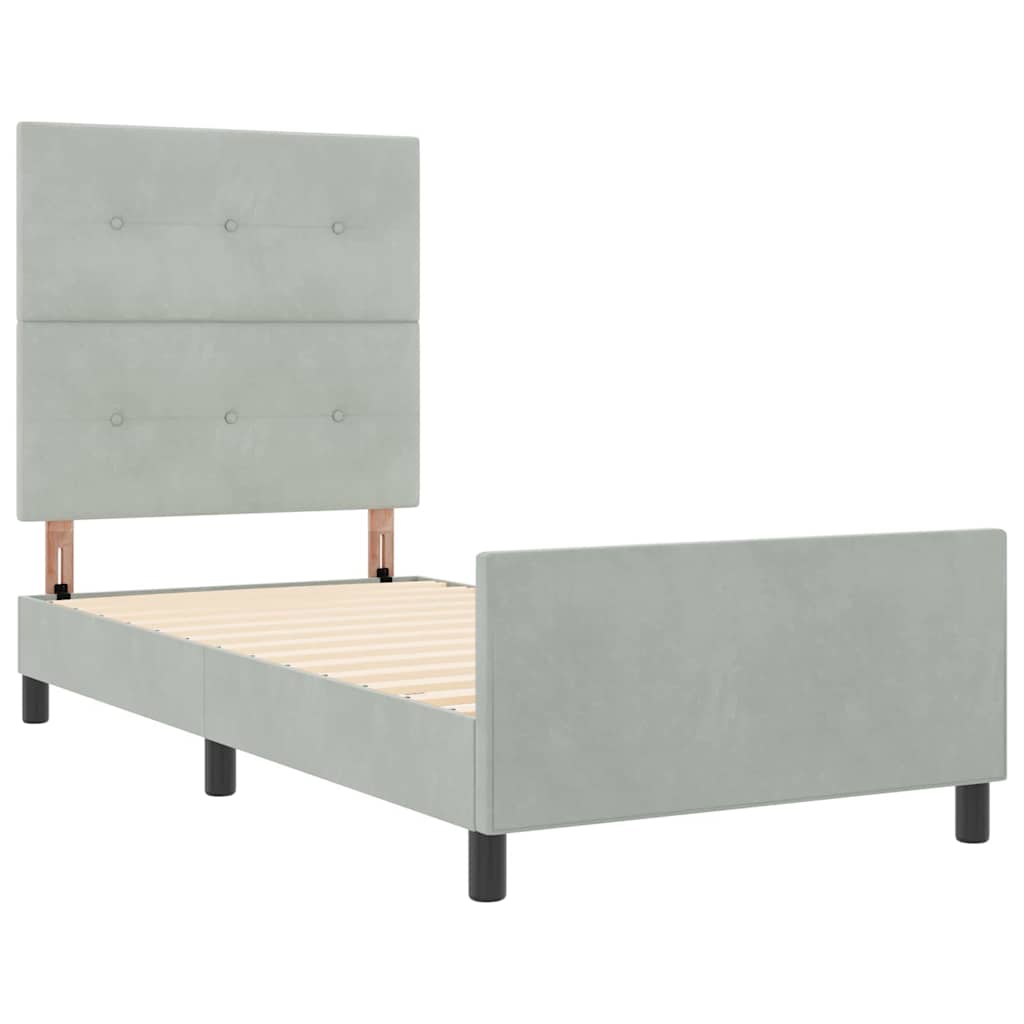 Bettgestell mit Kopfteil Hellgrau 100 x 200 cm Samt