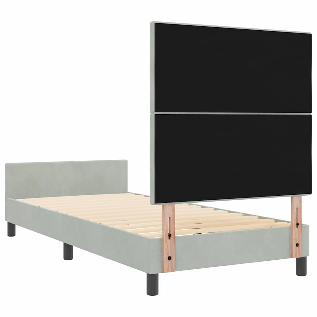 Bettgestell mit Kopfteil Hellgrau 100 x 200 cm Samt