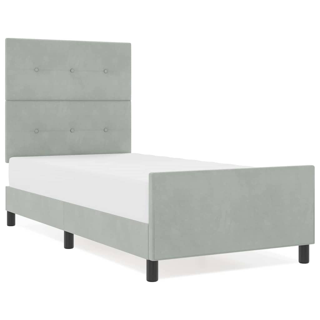Bettgestell mit Kopfteil Hellgrau 100 x 200 cm Samt