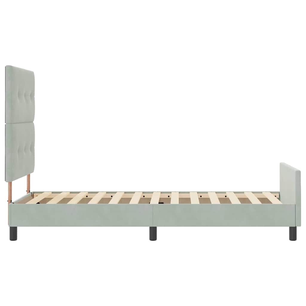 Bettgestell mit Kopfteil Hellgrau 100 x 200 cm Samt