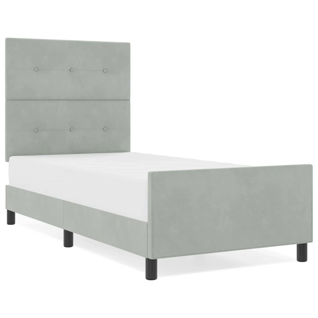 Bettgestell mit Kopfteil Hellgrau 100 x 200 cm Samt