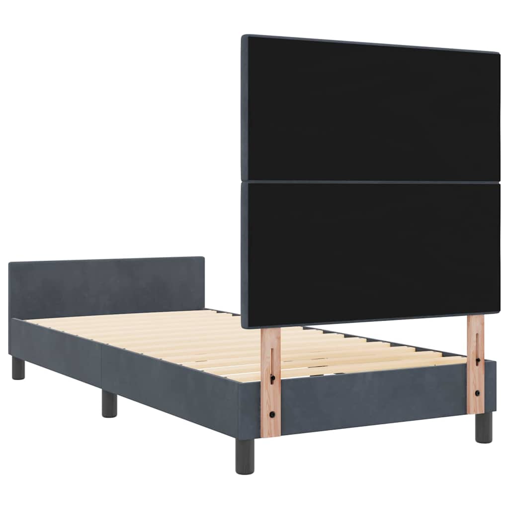 Bettgestell mit Kopfteil Dunkelgrau 100 x 200 cm Samt