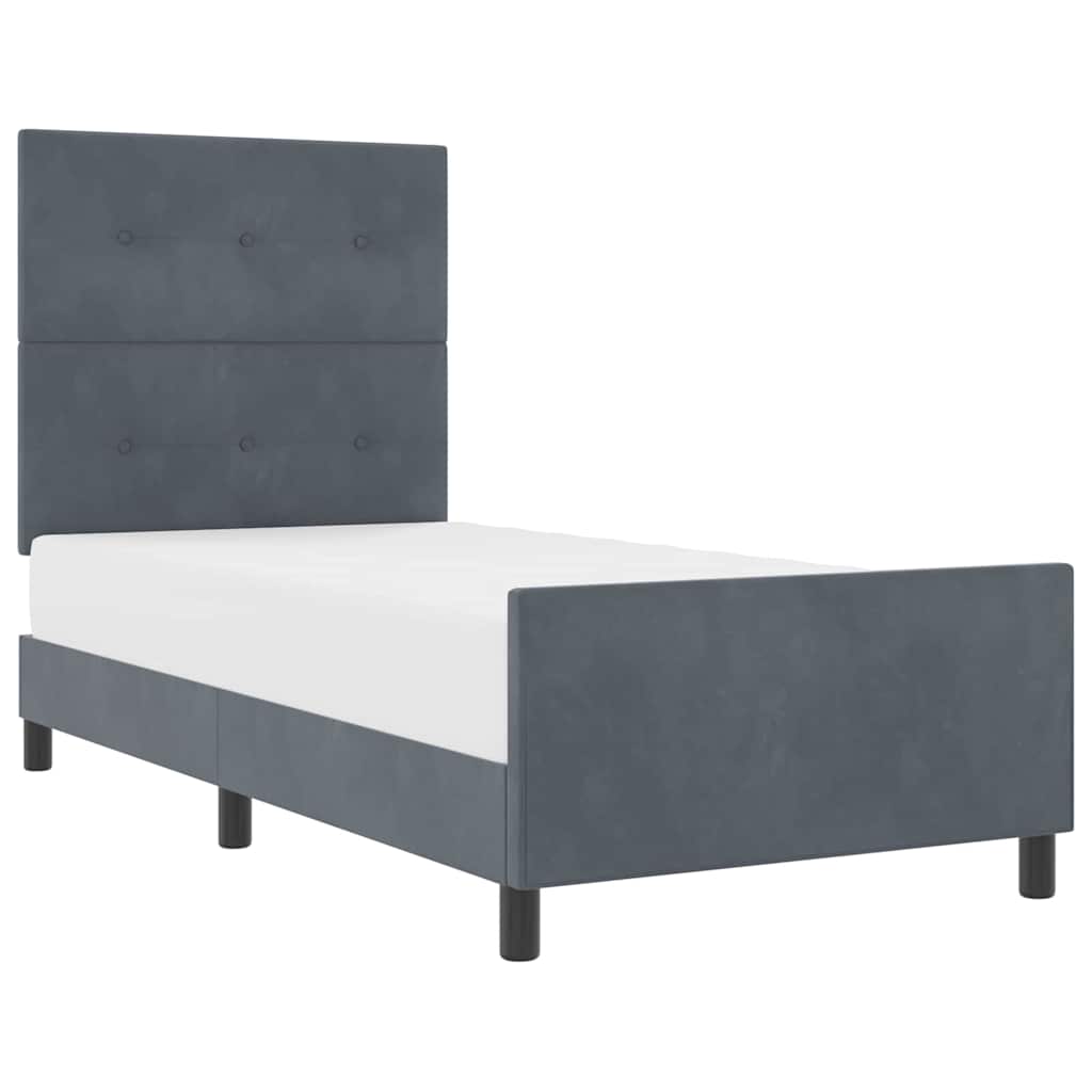 Bettgestell mit Kopfteil Dunkelgrau 100 x 200 cm Samt