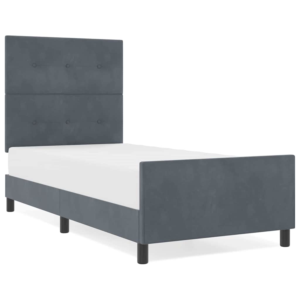 Bettgestell mit Kopfteil Dunkelgrau 100 x 200 cm Samt