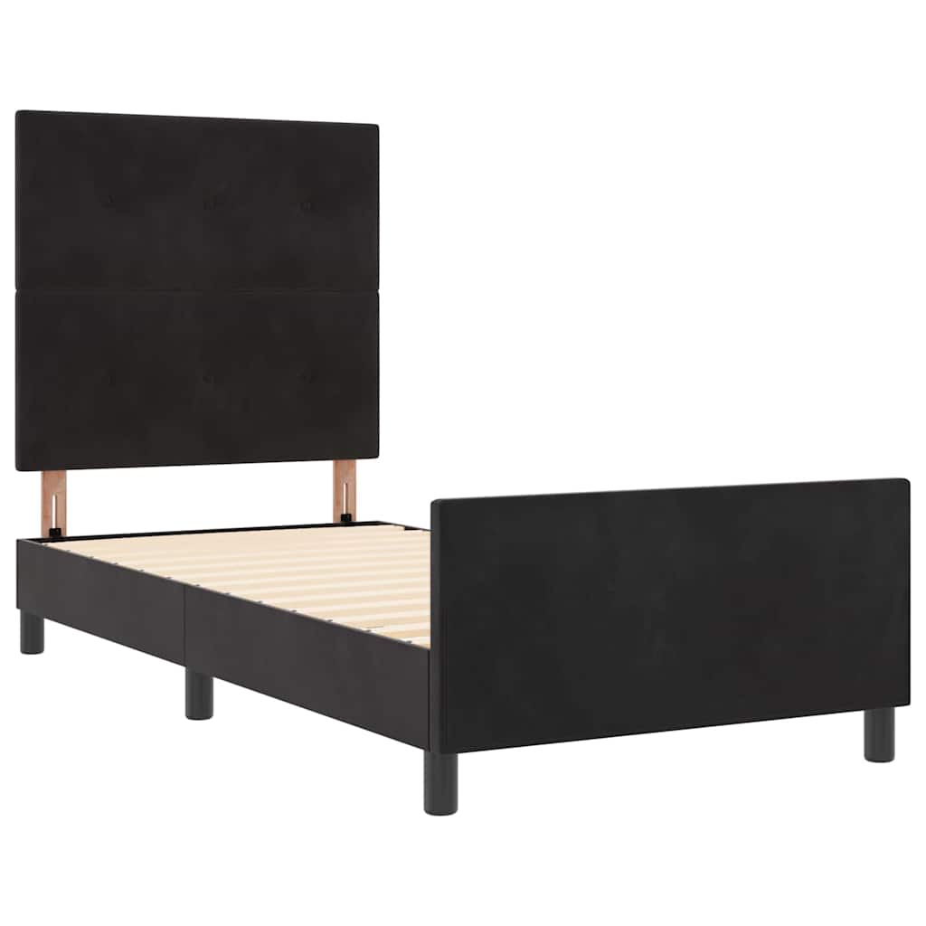 Bettgestell mit Kopfteil Schwarz 100 x 200 cm Samt