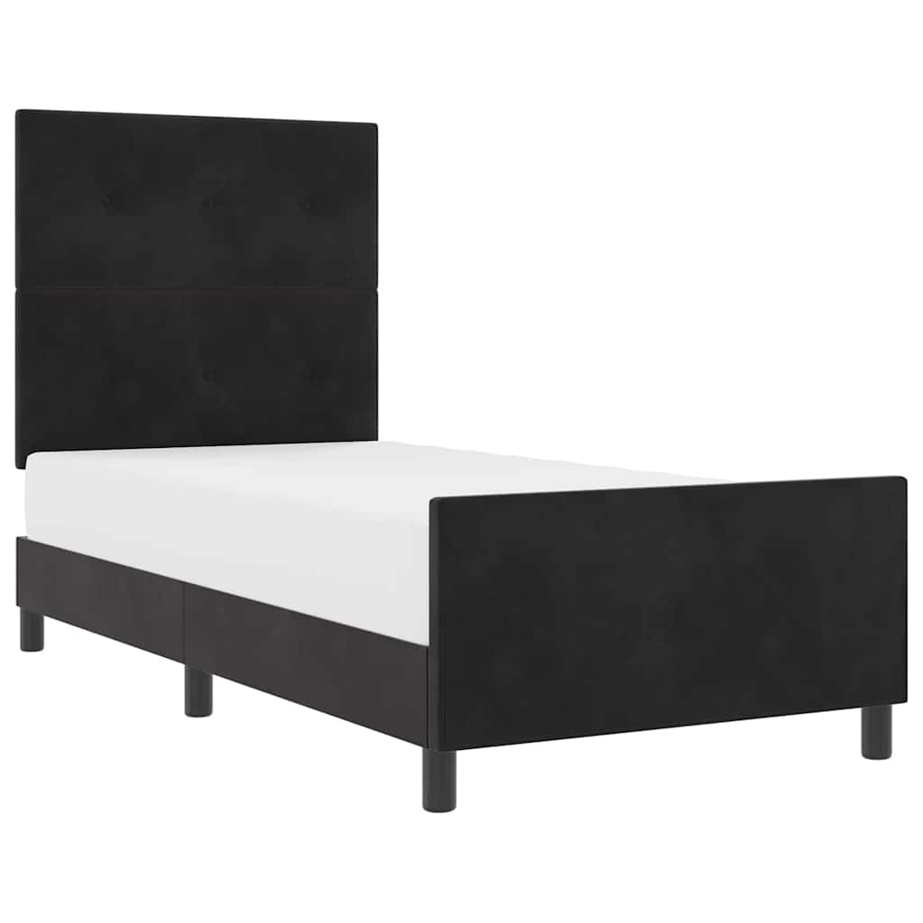 Bettgestell mit Kopfteil Schwarz 100 x 200 cm Samt