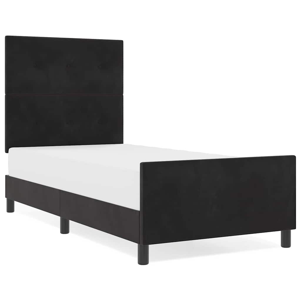 Bettgestell mit Kopfteil Schwarz 100 x 200 cm Samt