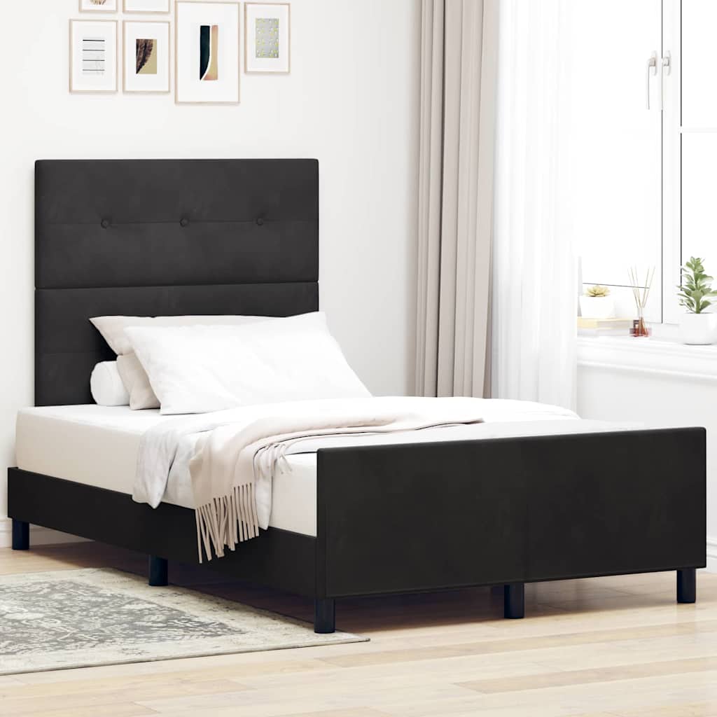 Bettgestell mit Kopfteil Schwarz 120 x 190 cm Samt