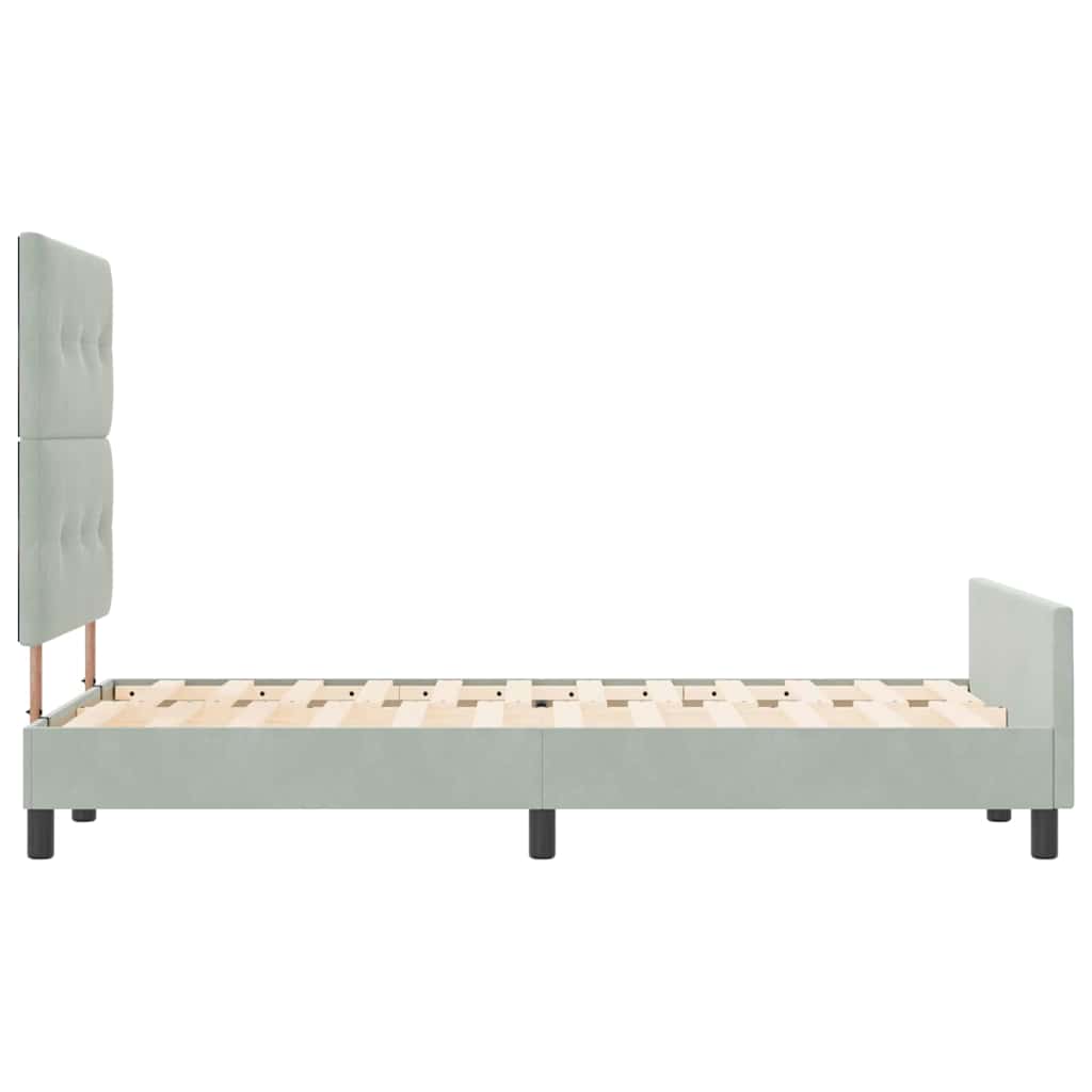 Bettgestell mit Kopfteil Hellgrau 120 x 200 cm Samt