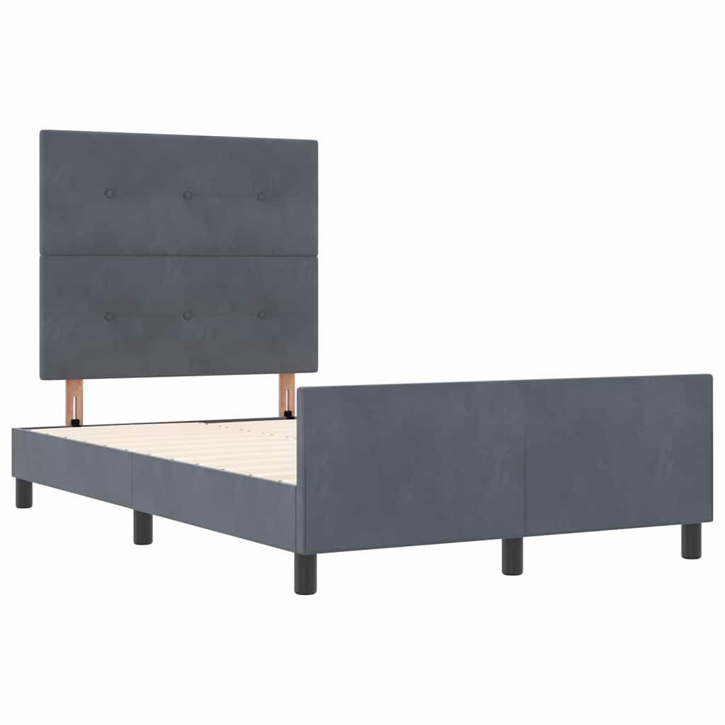 Bettgestell mit Kopfteil Dunkelgrau 120 x 200 cm Samt