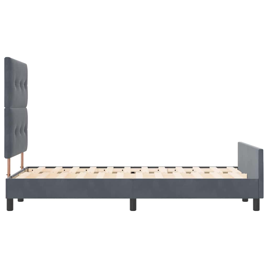 Bettgestell mit Kopfteil Dunkelgrau 120 x 200 cm Samt