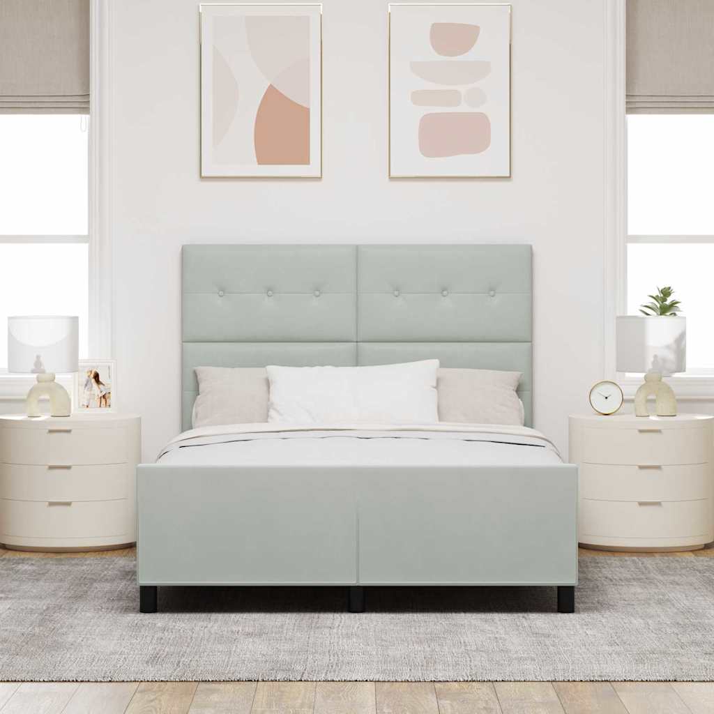 Bettgestell mit Kopfteil Hellgrau 140 x 190 cm Samt