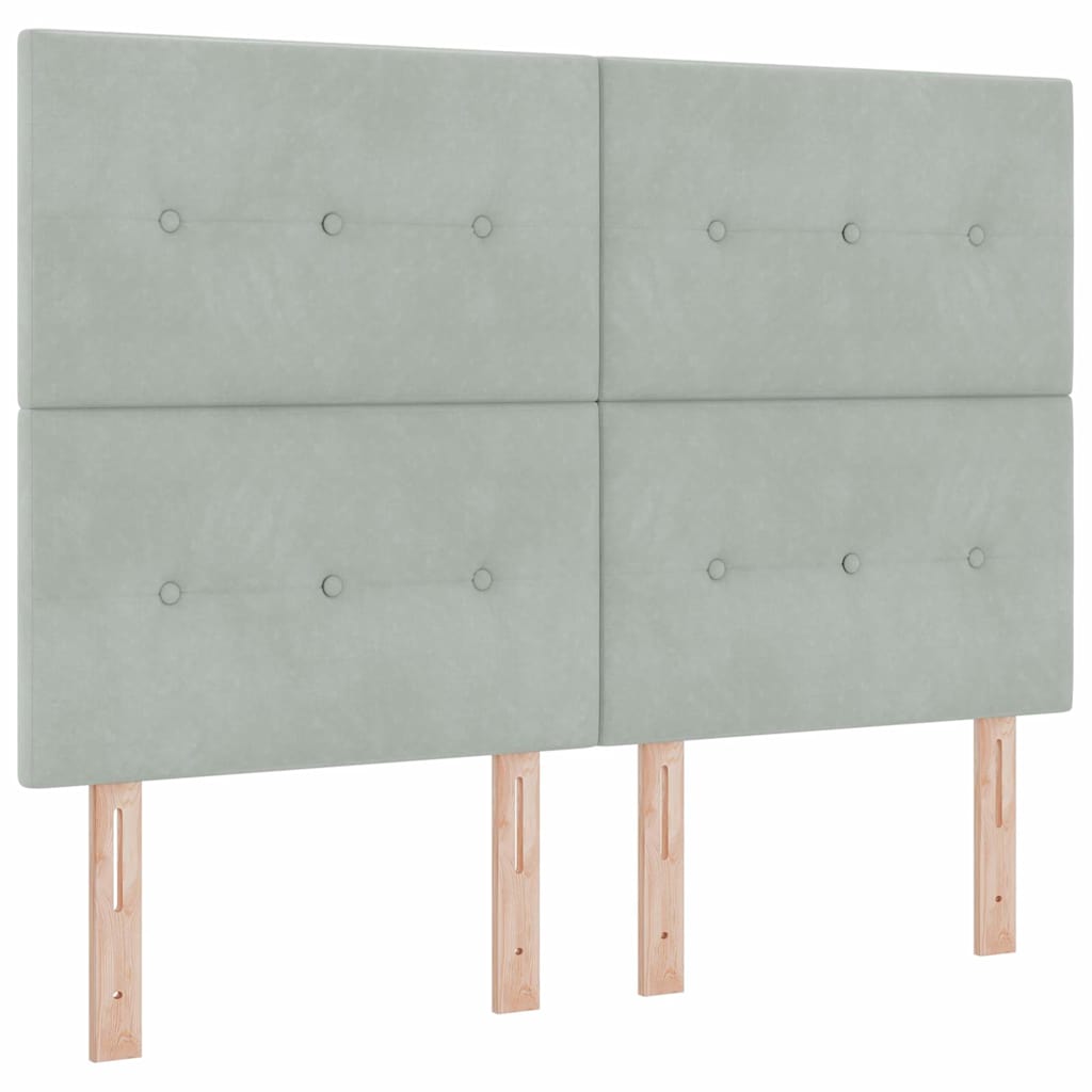 Bettgestell mit Kopfteil Hellgrau 140 x 190 cm Samt