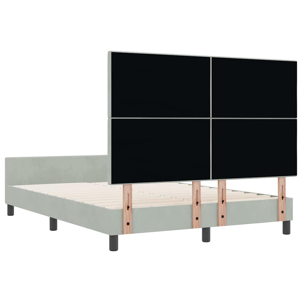 Bettgestell mit Kopfteil Hellgrau 140 x 190 cm Samt
