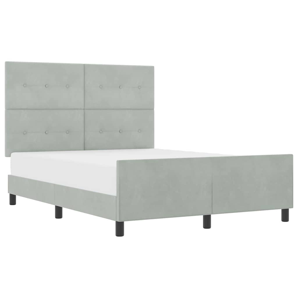 Bettgestell mit Kopfteil Hellgrau 140 x 190 cm Samt