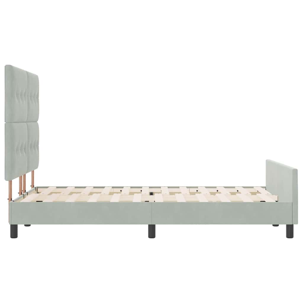 Bettgestell mit Kopfteil Hellgrau 140 x 190 cm Samt