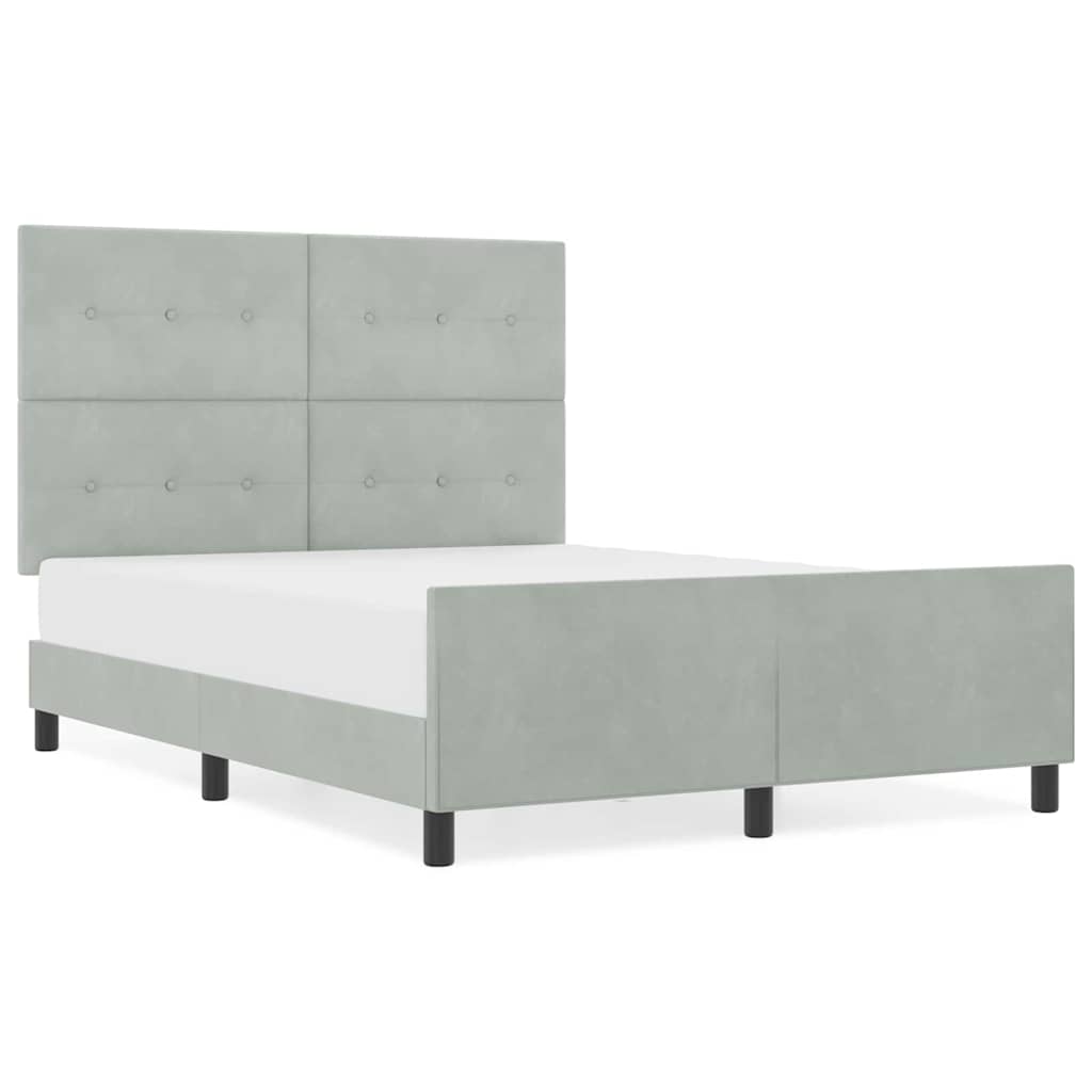 Bettgestell mit Kopfteil Hellgrau 140 x 190 cm Samt