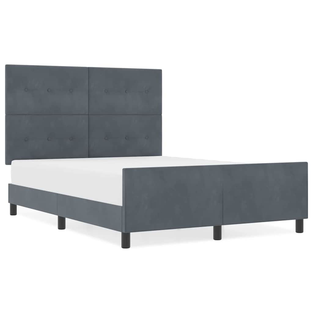 Bettgestell mit Kopfteil Dunkelgrau 140 x 190 cm Samt