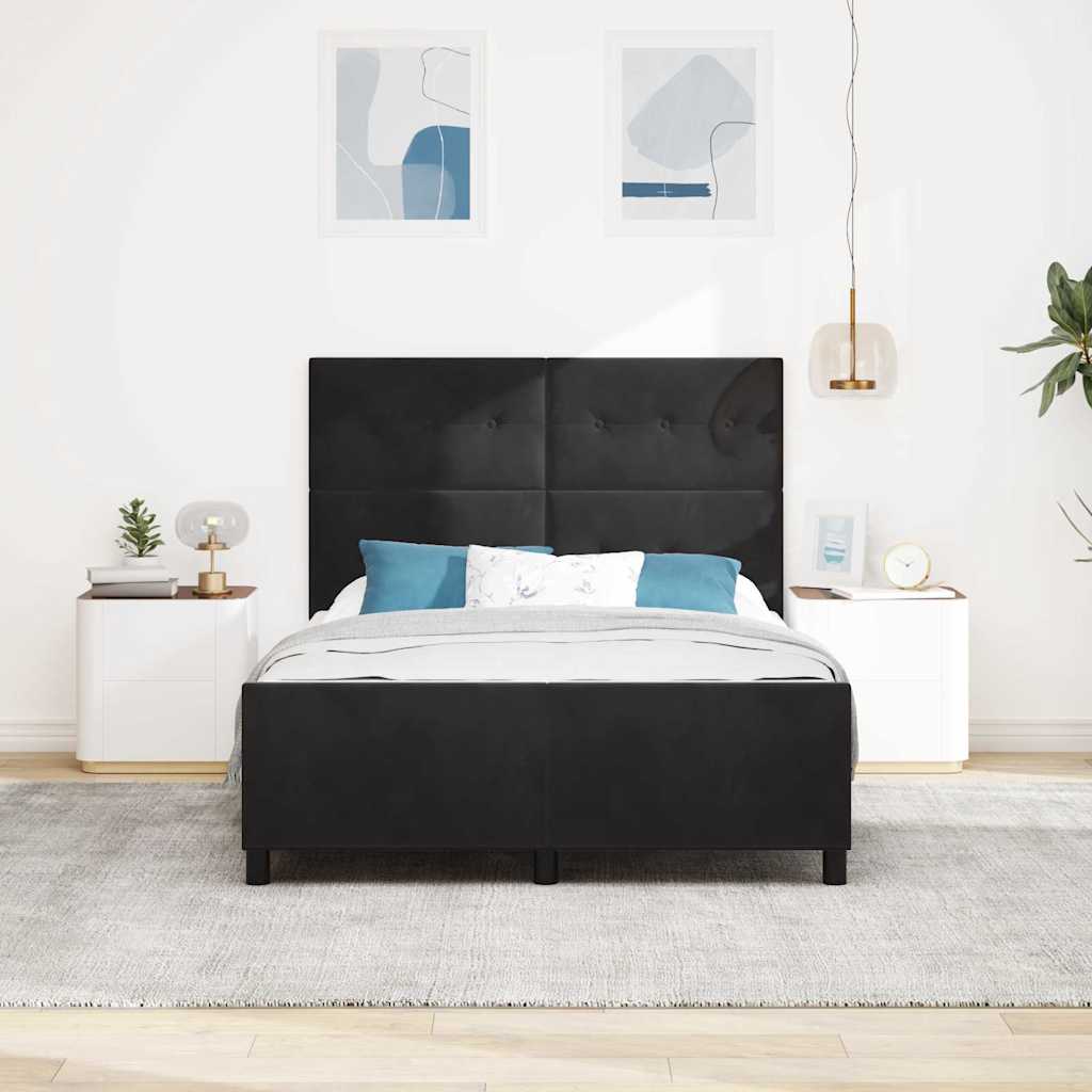 Bettgestell mit Kopfteil Schwarz 140 x 190 cm Samt