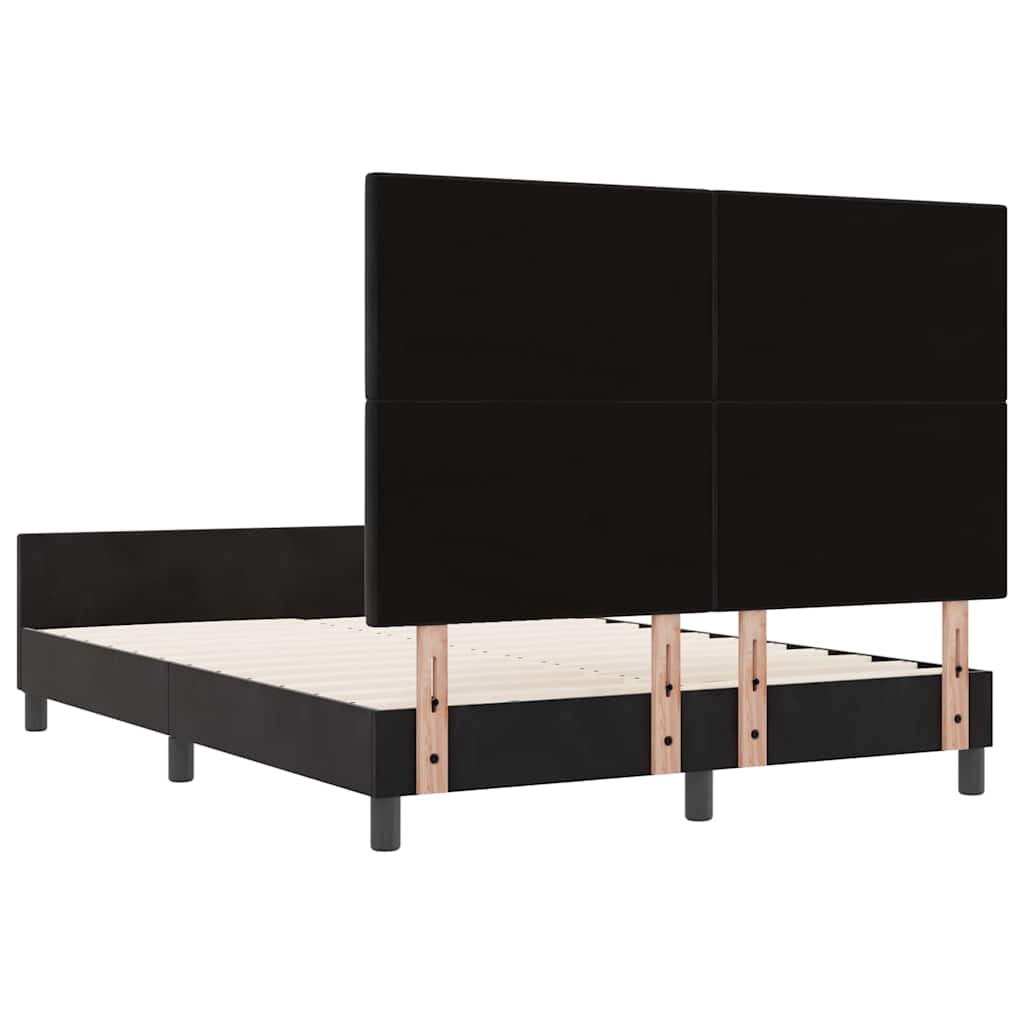 Bettgestell mit Kopfteil Schwarz 140 x 190 cm Samt
