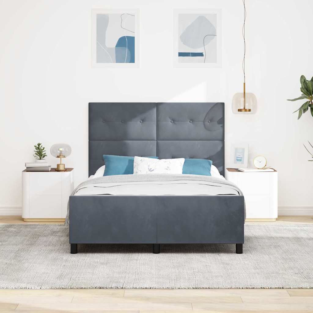 Bettgestell mit Kopfteil Dunkelgrau 160 x 200 cm Samt