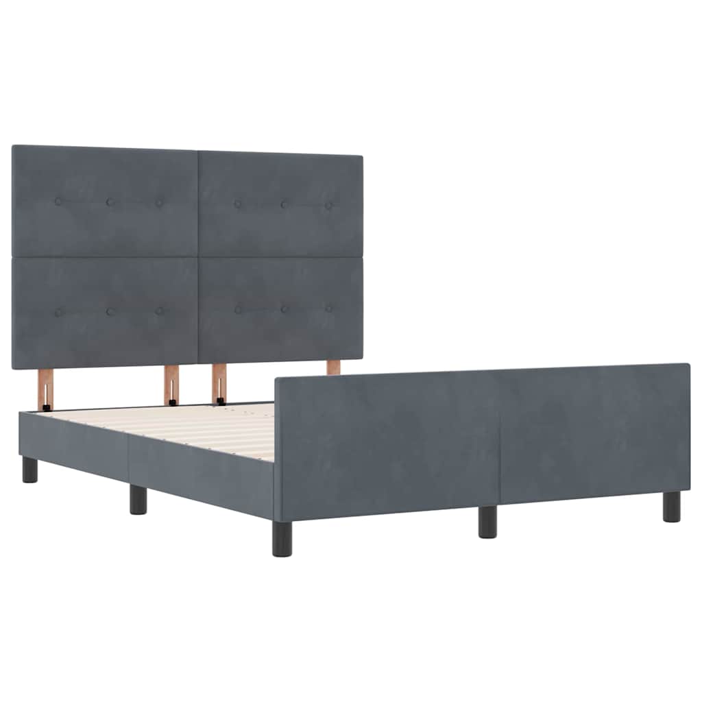 Bettgestell mit Kopfteil Dunkelgrau 160 x 200 cm Samt