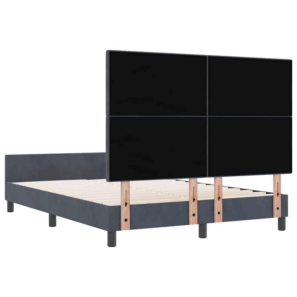Bettgestell mit Kopfteil Dunkelgrau 160 x 200 cm Samt