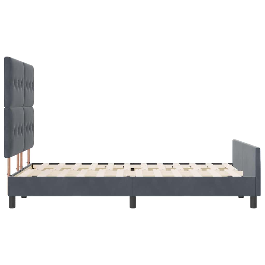 Bettgestell mit Kopfteil Dunkelgrau 160 x 200 cm Samt