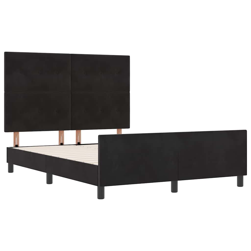 Bettgestell mit Kopfteil Schwarz 160 x 200 cm Samt