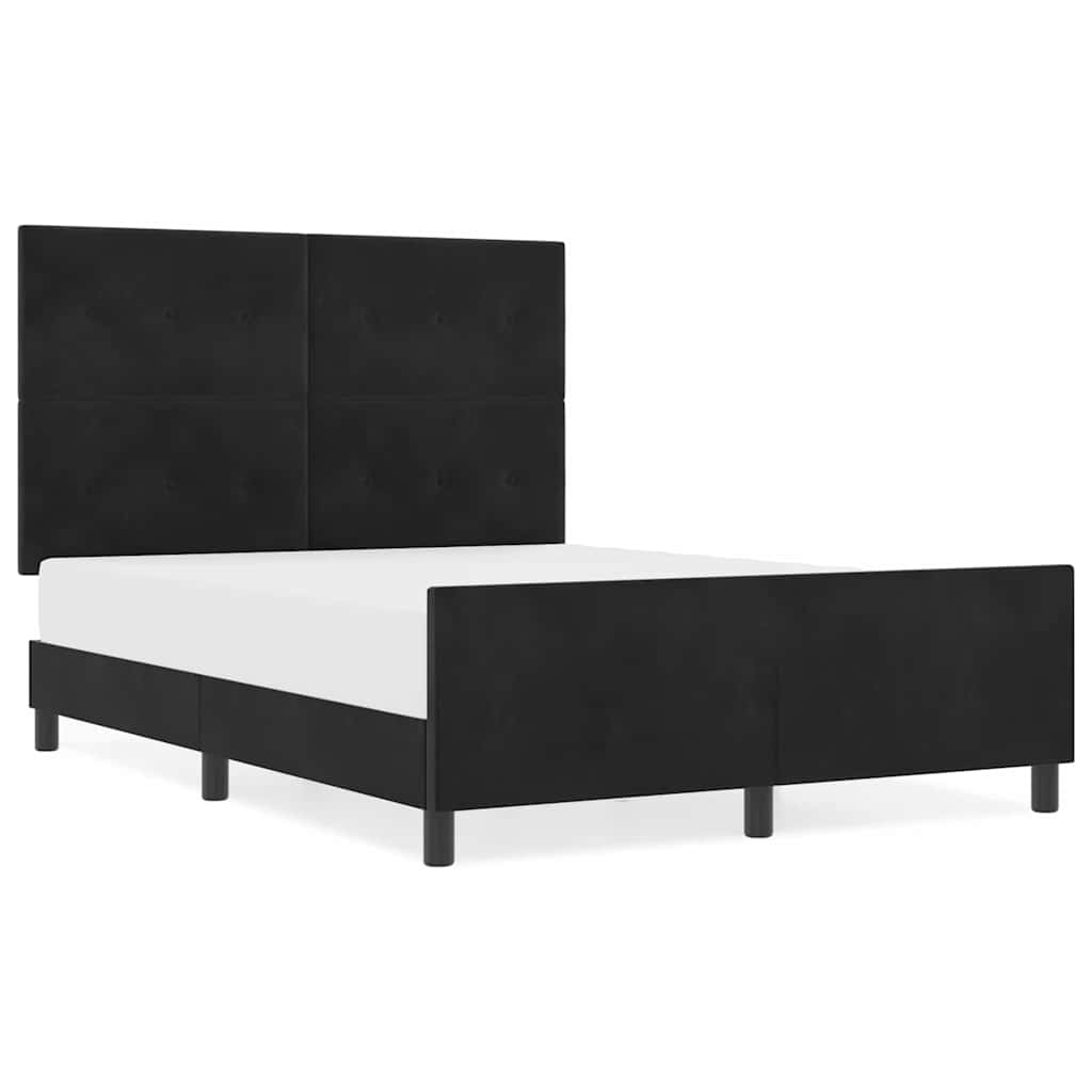 Bettgestell mit Kopfteil Schwarz 160 x 200 cm Samt