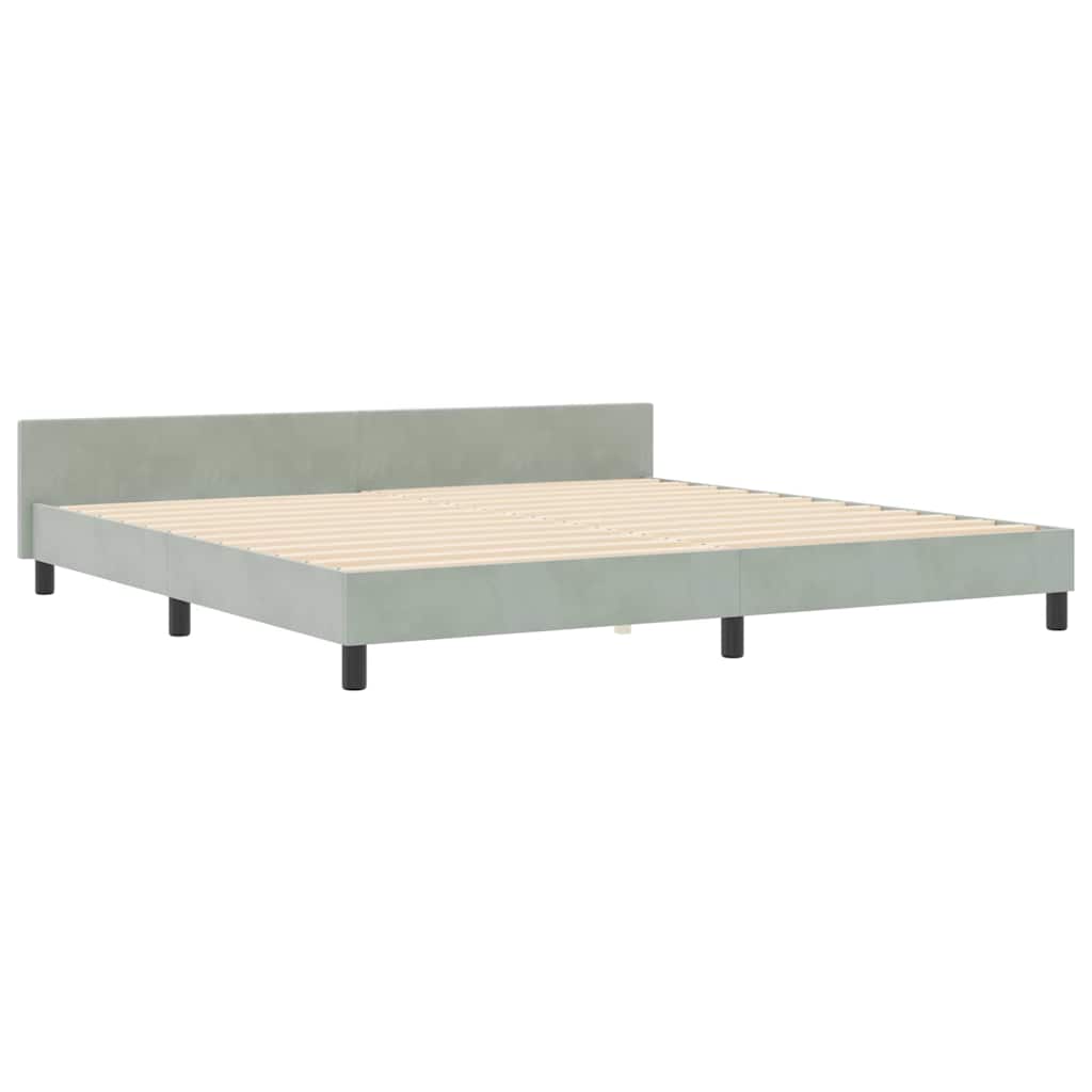 Bettgestell mit Kopfteil Hellgrau 200 x 200 cm Samt