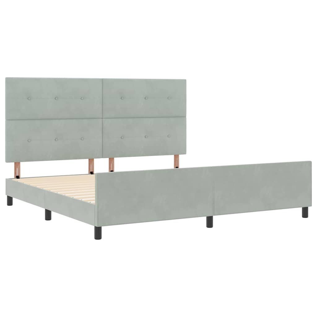 Bettgestell mit Kopfteil Hellgrau 200 x 200 cm Samt