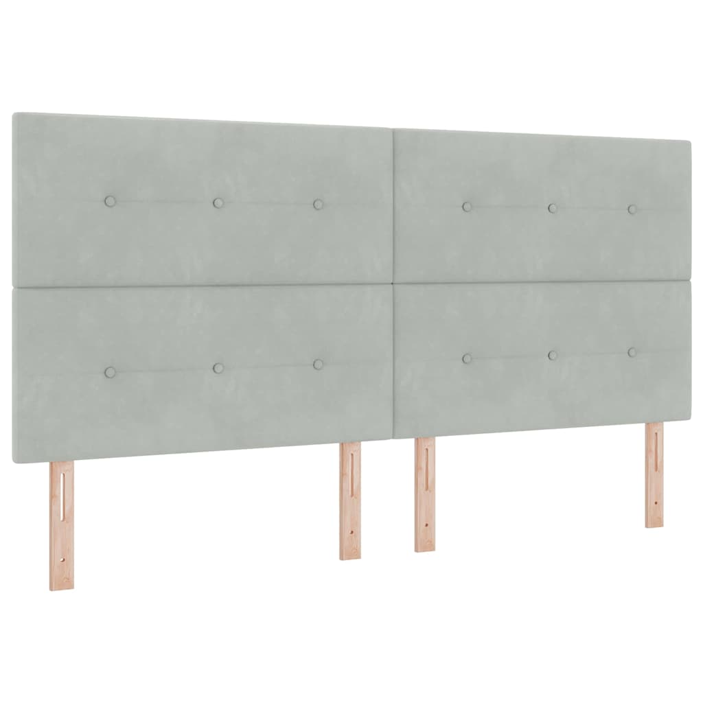 Bettgestell mit Kopfteil Hellgrau 200 x 200 cm Samt