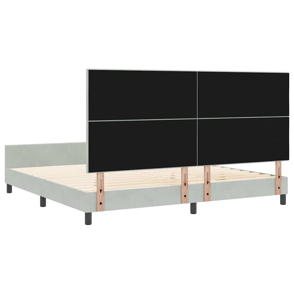 Bettgestell mit Kopfteil Hellgrau 200 x 200 cm Samt